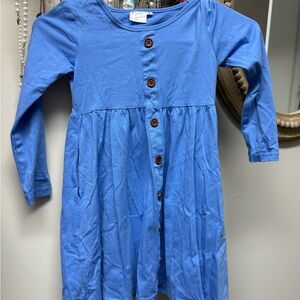 Madison Sky Blue Kids Dress with Button Detail
